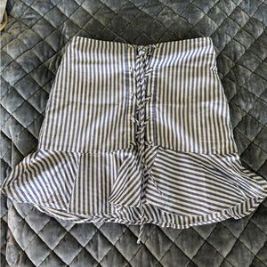J.O.A. Lace Up Blue and White Striped Skirt for night out or business casual off